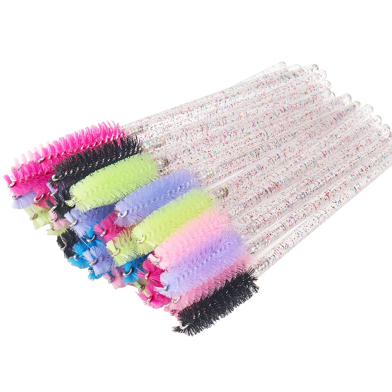 50pcs Eyelash Microbrush False Lashes Extension Brush Spoolie crystal handle mascara wands Applicator Eyebrow Makeup Brush