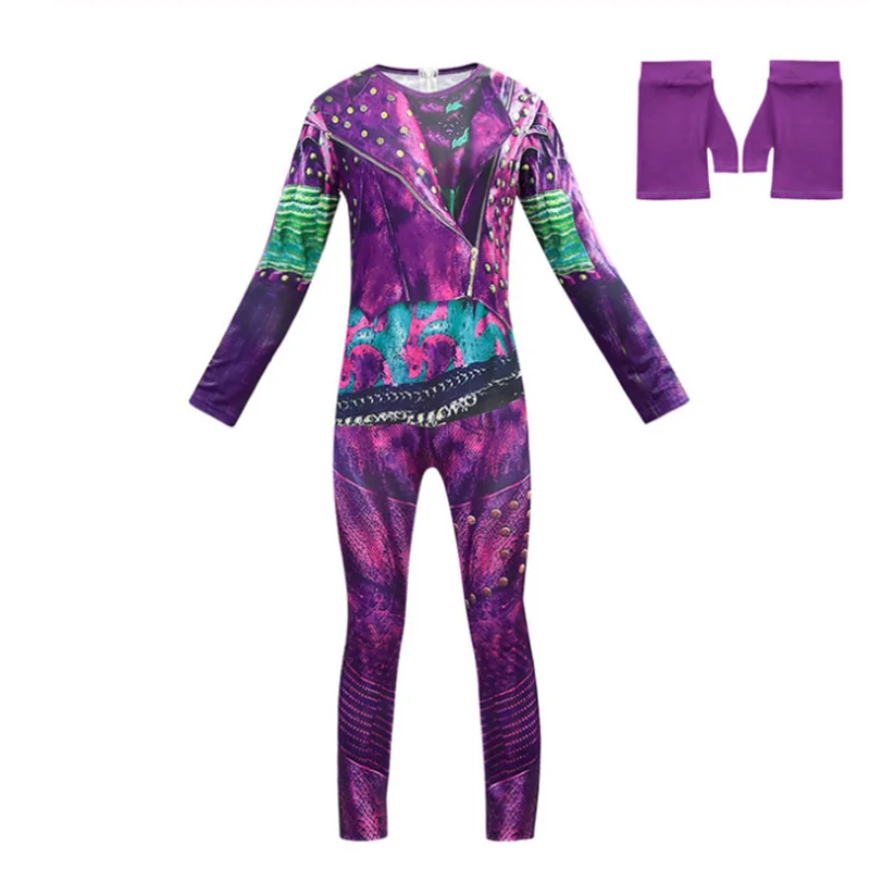 New Kids Halloween Kostuum Voor Meisjes Evie Mal Afstammelingen 3 Cosplay Kostuums Met Pruik Kinderen Carnaval Party Jumpsuit Catsuit