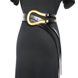 Cintura da donna gialla Jin cintura in vera pelle che sigilla vari metodi d'uso copre cintura esagerata bianco marrone nero colori