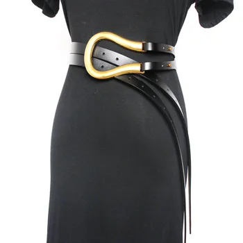 Jin Geel Lady Tailleband Lederen Taille Afdichting Verschillende Dragen Methoden Cover Overdreven Riem Wit Bruin Zwart Kleuren