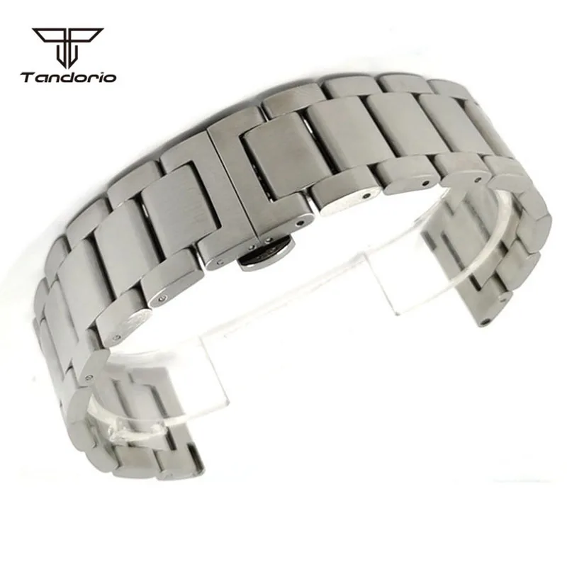 New Arrival 20mm/22mm Butterfly Buckle Stainless Steel Bracelet Silver Wristband 18cm Length Deployment Buckle Double Click