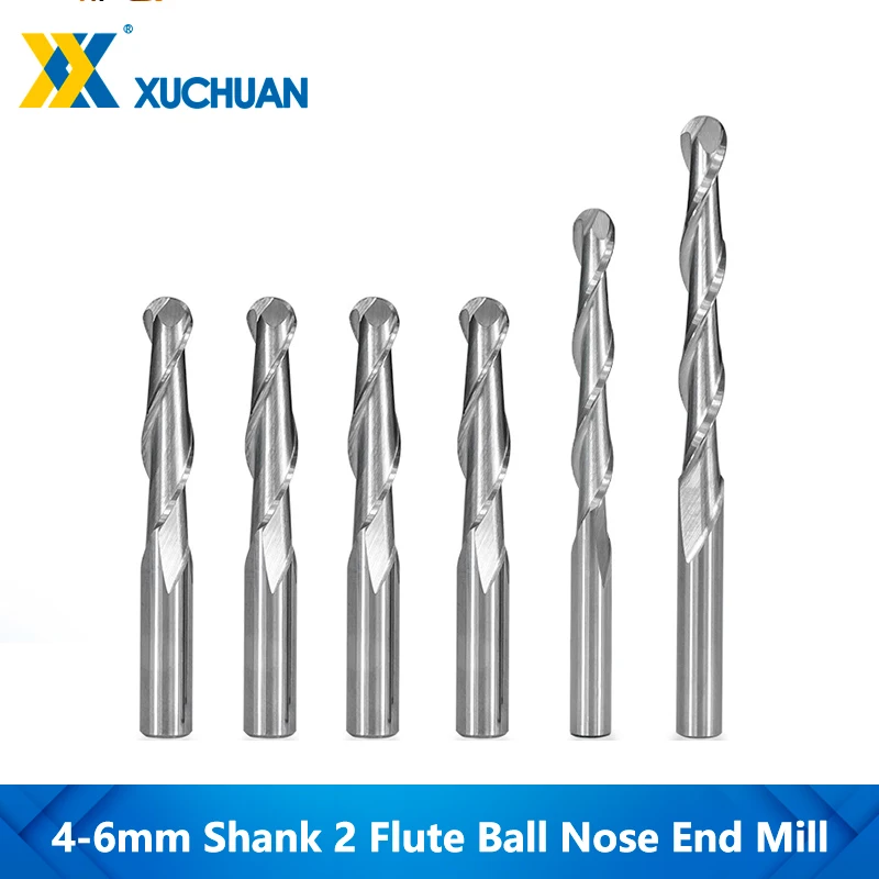 2 Flute Ball Nose End Mill Tungsten Carbide CNC Router Bit For Woodworking Engraving Bit Spiral Router Bits Wood Cutter