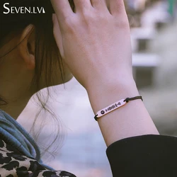 Custom Spotify music code Bracelet Stainless Steel carving name charm jewelry braided rope bracelets card jewelry for women men