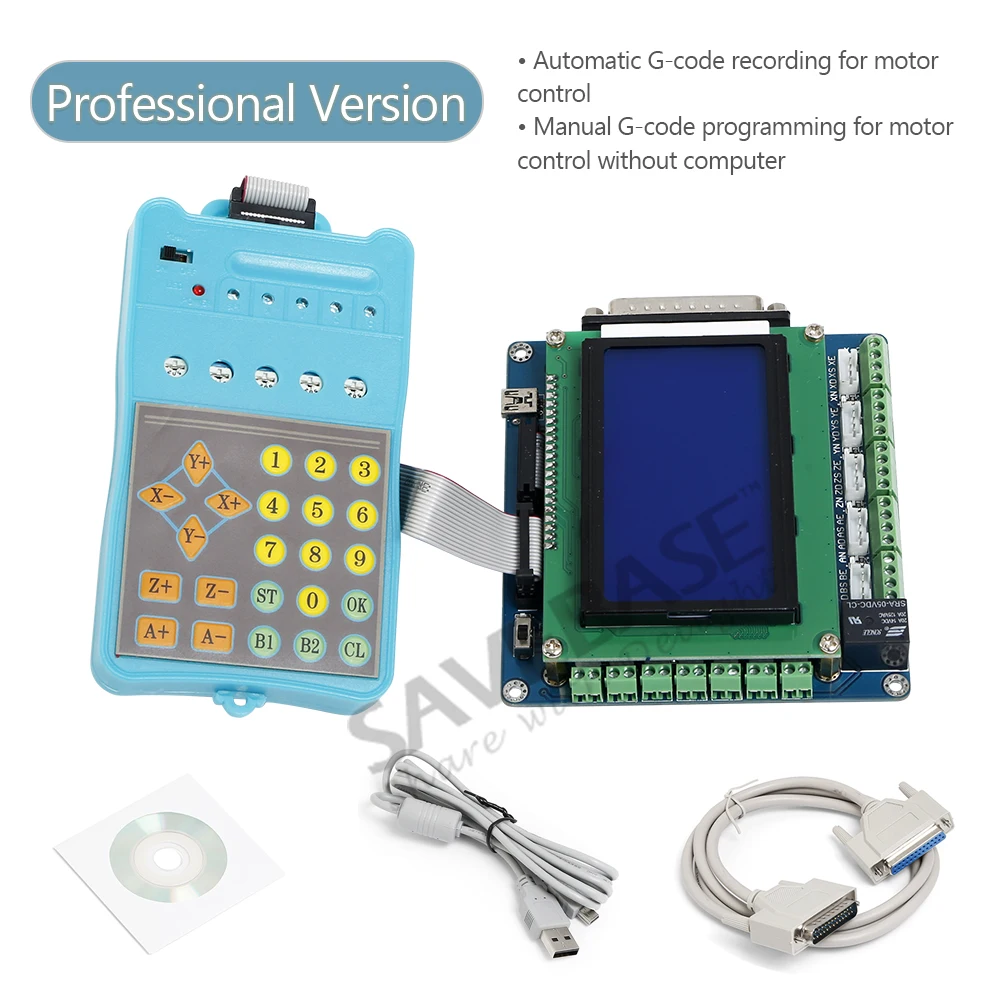 5Axis Professional Version CNC Breakout Board+LCD Display+Handle Controller Support G-code Recording/Programing Function