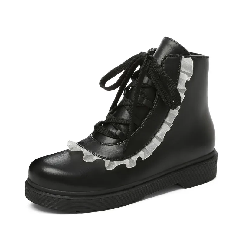 YQBTDL scarpe da donna stivaletti piattaforma spazzatrice incrociata Kawaii Lolita marrone scuro nero 2021 autunno principessa Botas Harajuku