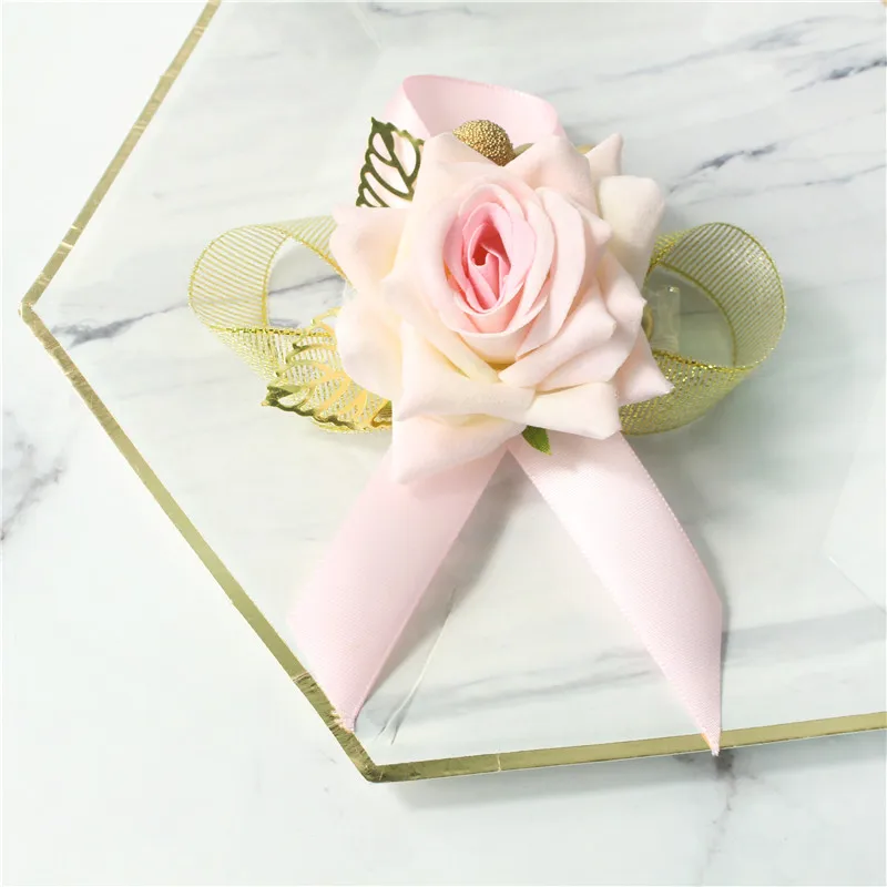 Yo Cho Boutonniere Bruidsmeisje Wedding Pols Corsage Zijden Rose Meisje Bruiloft Armband Vrouwen Hand Bloem Bruiloft Gasten Accessoires