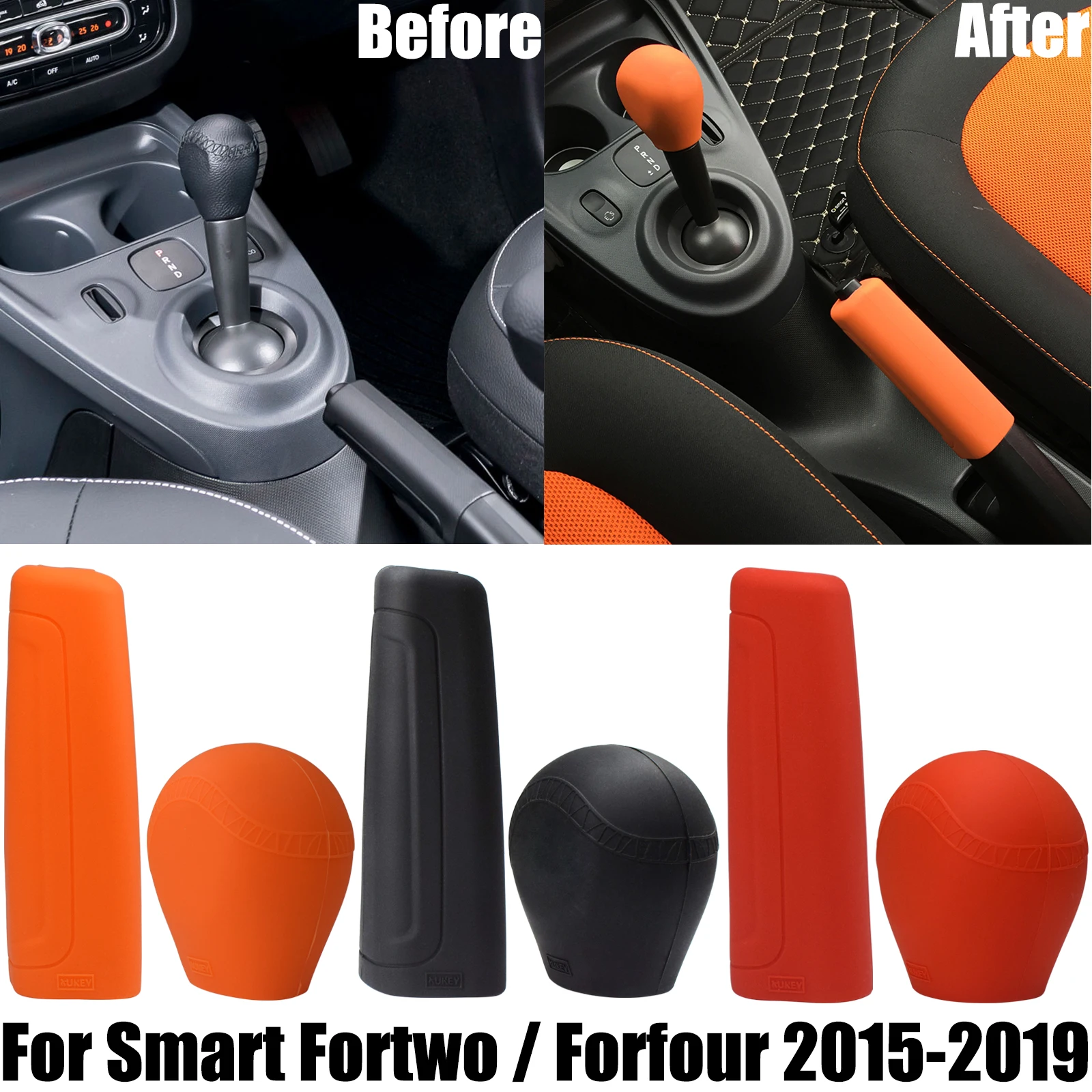 

For Benz Smart Fortwo Forfour 2015 - 2019 Silicone Car Gear Knob Cover Shift Gear Boxhead Covers Skin Handbrake Hand Brake Car