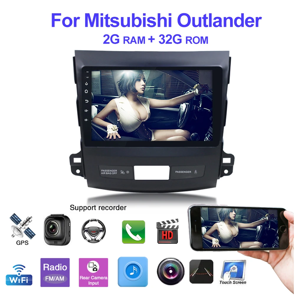 Android 9.1 Car Radio Multimedia Player Navigation GPS For Mitsubishi Outlander xl 2 2006 2007-2010 2011 2G+32G 2Din No DvD