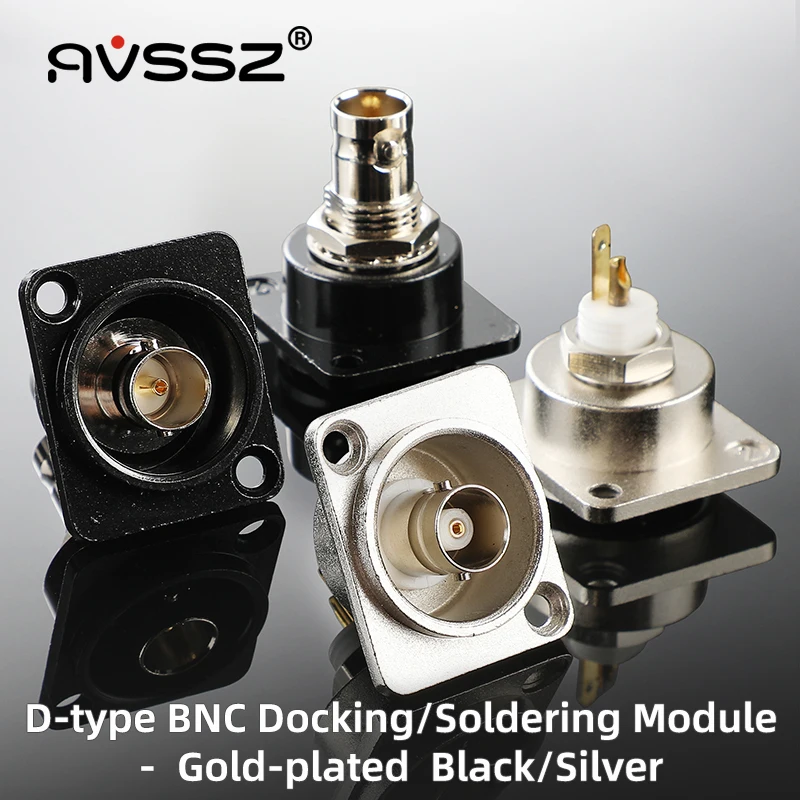 AVSSZ D-type 75 ohm BNC SD SDI Video Coaxial Connectors Dual way Docking Q9 86 Panel Mount BNC Soldering Soldering Female Socket