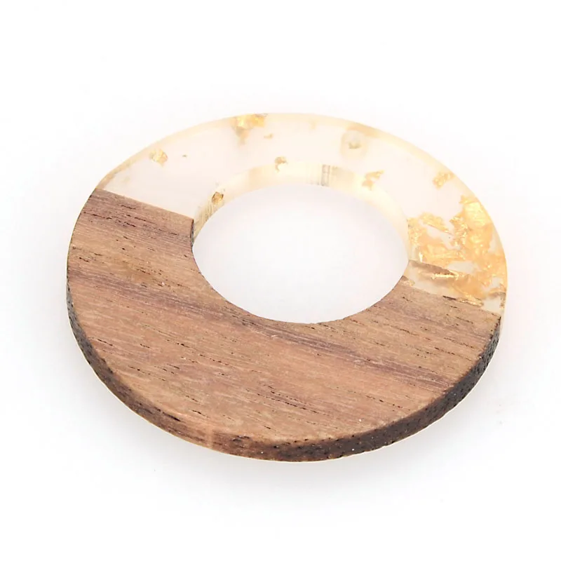 Miasol Vintage Silver/Gold Foiled Natural Wood Resin Compose 38 MM Round Charms Pendants Diy Necklace Earring Jewelry Making