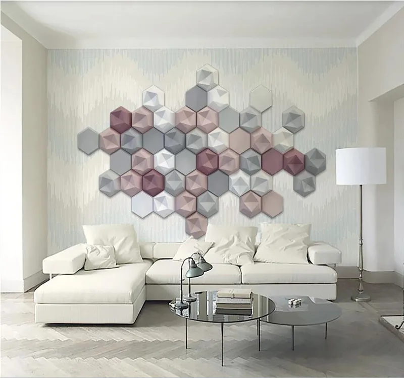 Large custom home decoration wallpaper mural Nordic mosaic mosaic 3d stereo creative TV background wall