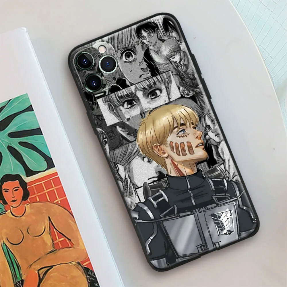 Japanese Anime Glass Silicone Armin Manga Phone Case FOR IPhone 15, 14, 11 Pro Max, 7, 8, 15 Plus, 12, 13 Mini, Xr, Xs