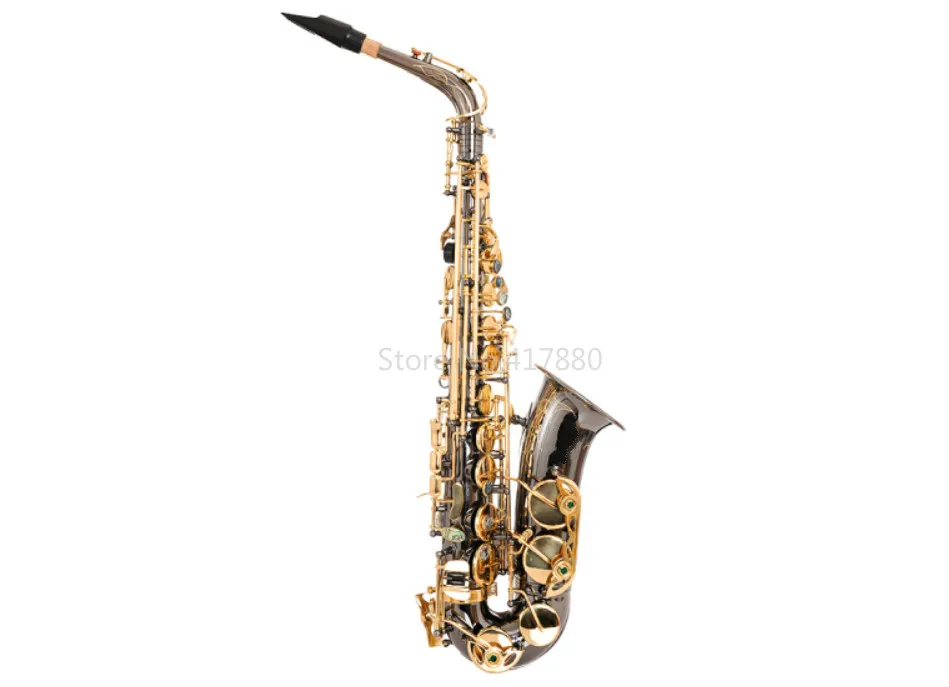 

MARGEWATE Eb Tune Alto Saxophone Brass Black Nickel Gold Abalone Button Alto Sax Musical Instrument with Mouthpiece Case