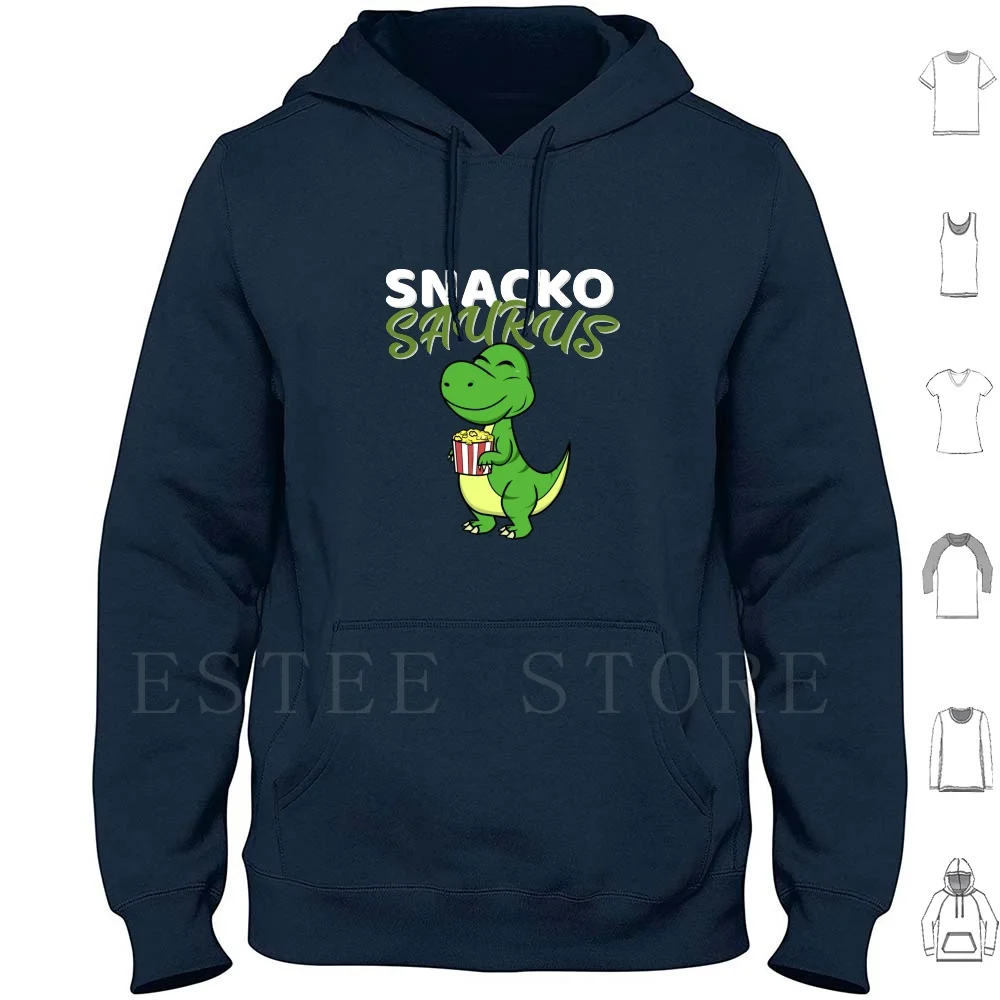 Snackosaurus Dinosaur T-Rex Hoodies Long Sleeve Dinosaur T Rex Tyrannosaurus Snackosaurus Animal Food Popcorn