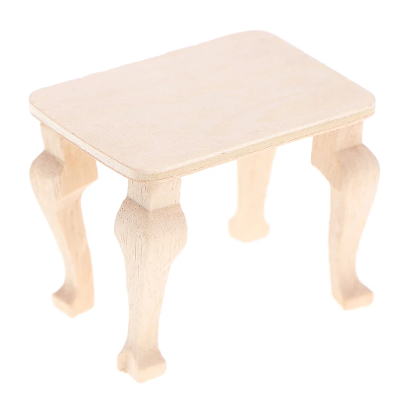 Mini Wooden Table Furniture Toys 1:12 Dollhouse Miniature Accessories DIY Doll House Decor Baby Toys(Self Assembly Required)