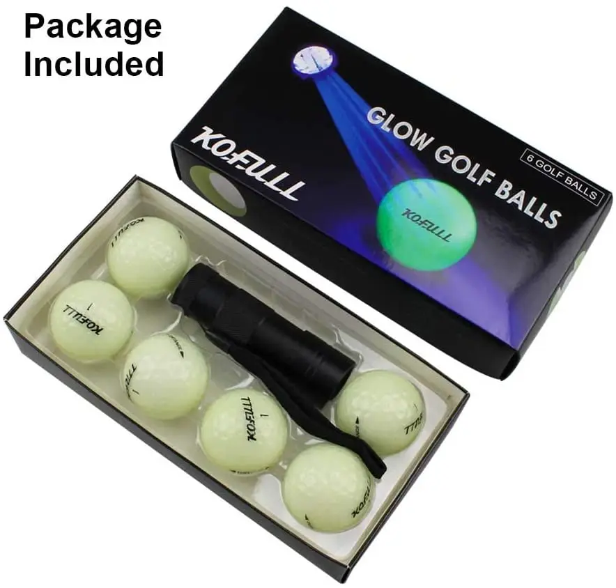6 opakowań świecących piłek golfowych do nocnych turniejów sportowych Fluorescencyjne świecące w ciemności długotrwałe jasne świecące nocne piłki golfowe