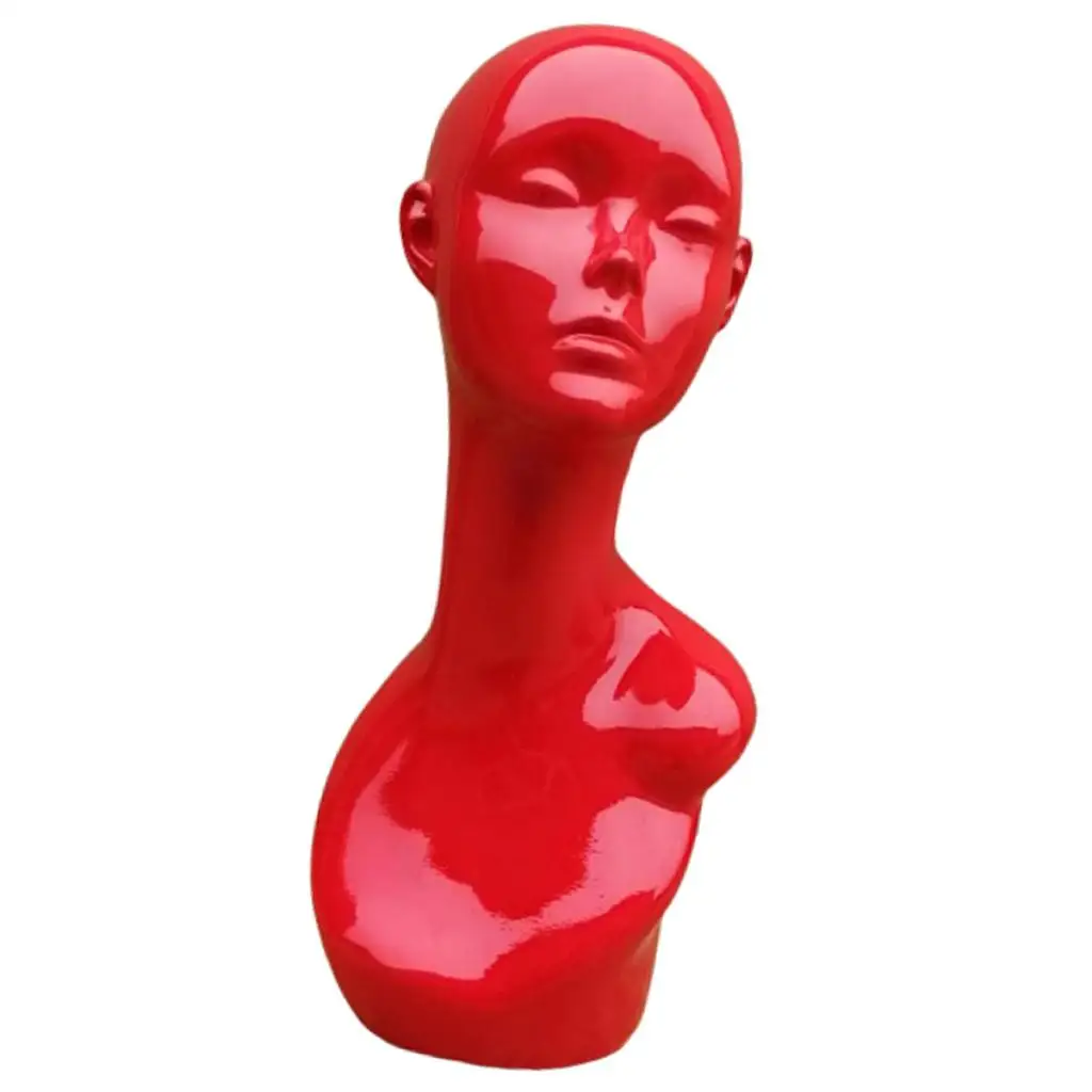 

Premium Glossy Red Plastic Mannequin Head - 46cm/18.1 Inches Height- Great for Scarves, Hats, and Jewelry Displaying