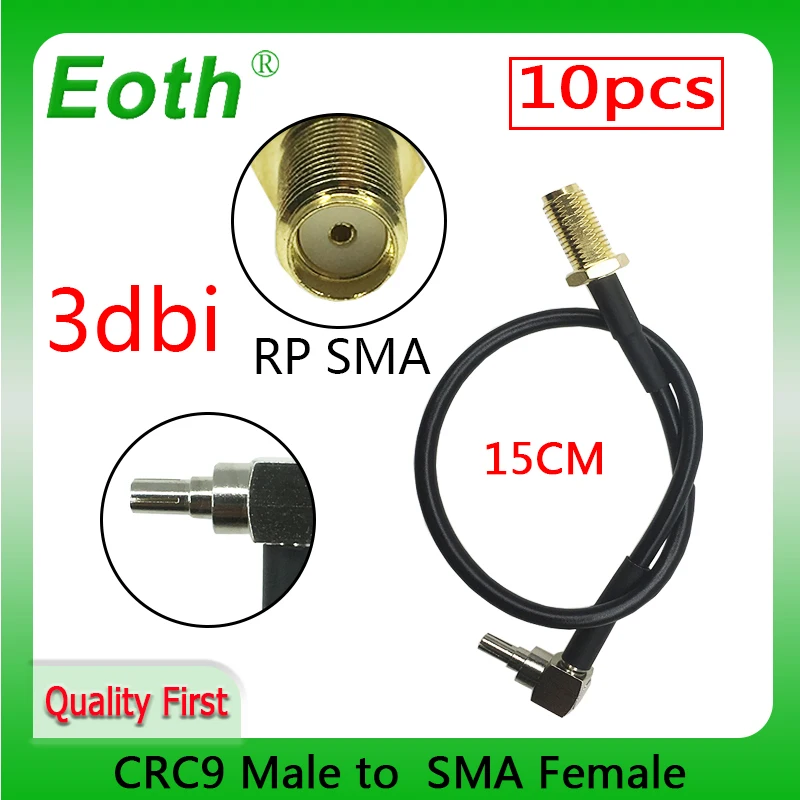 

EOTH 10pcs 3G HUAWEI modem adapter SMA Female Jack nut Switch CRC9 Right Angle pigtail cable RG178 Wholesale 15CM 6" Adapter