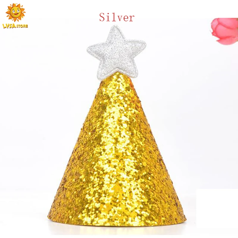 Waterproof Solid Anti Extrusion No Deformation Shiny Gold Birthday Hat Star Mini DIY Korean Cap Bright Golden Party Headgear