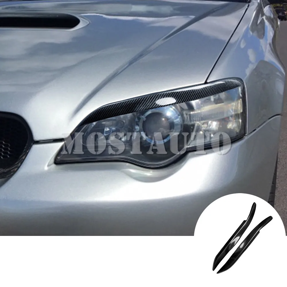 

For Subaru Legacy Real Carbon Fiber Exterior Headlight Cover Eyelid Eyebrow Trim 2003-2005 2pcs Car Accessories