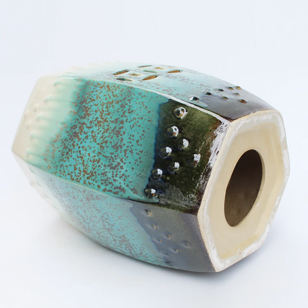 Jingdezhen Kiln Color Changing Glaze Ceramic Hexagonal Stool