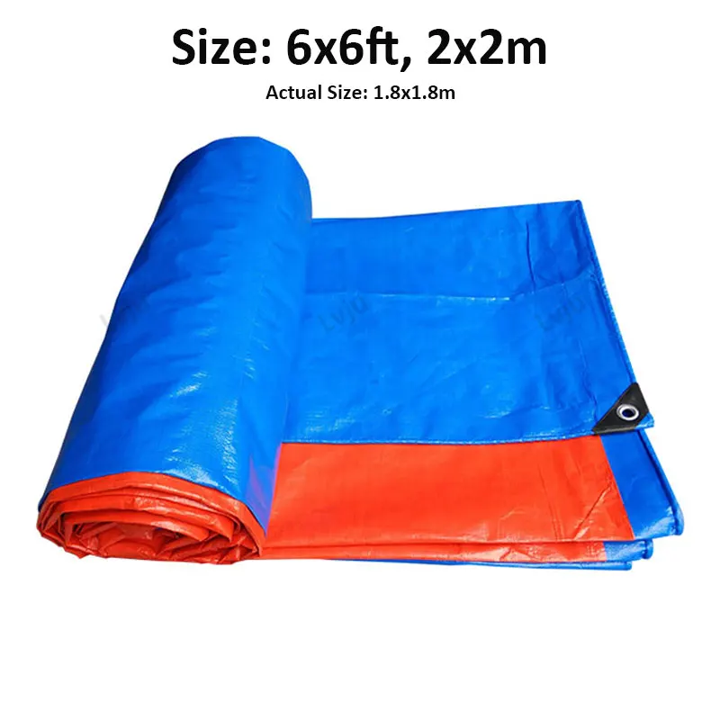 Lvju Waterproof Tarpaulin 6x6ft 2x2m PE Poly Tarp Tarpaulin Cover For Outdoor Awnings