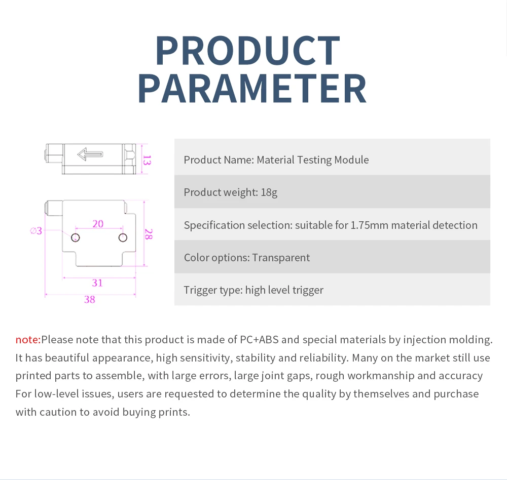 3D Drucker Filament Sensor Filament Brechen Erkennung Modul Mit Kabel Material Runout Detektor Für Ender 3 CR10 3D Drucker Teile – Detail 2
