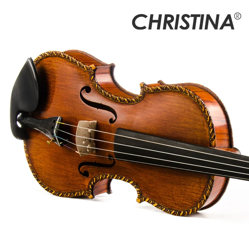 CHRISTINA Handcarved Violin for Collection EU6000B European Workshop Finished Premium Fine Flame Maple Spruce Carved Design