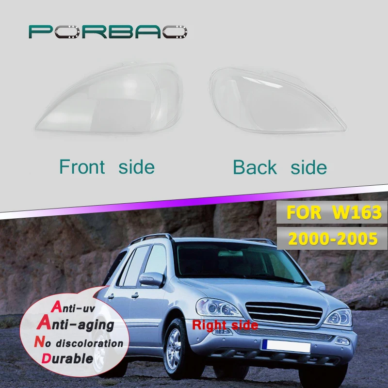 

Headlight Transparent Glass Lens Cover for Benz W163 ML320 ML350 ML500 Headlamp Clear Auto-Shell Cover 2000-2005 Replacement DIY