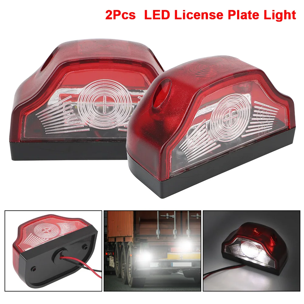 For Lorry Truck Trailer White Light 2Pcs 12V-24V 3 LED Car Number Lamps Waterproof Car License Plate Light Car Accessories