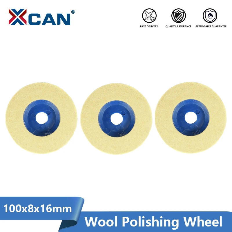 

XCAN 4 Inch 100mm Wool Polishing Wheel Buffing Pads 3pcs Angle Grinder Wheel Felt Polishing Disc for Metal Marble Glass Ceramics