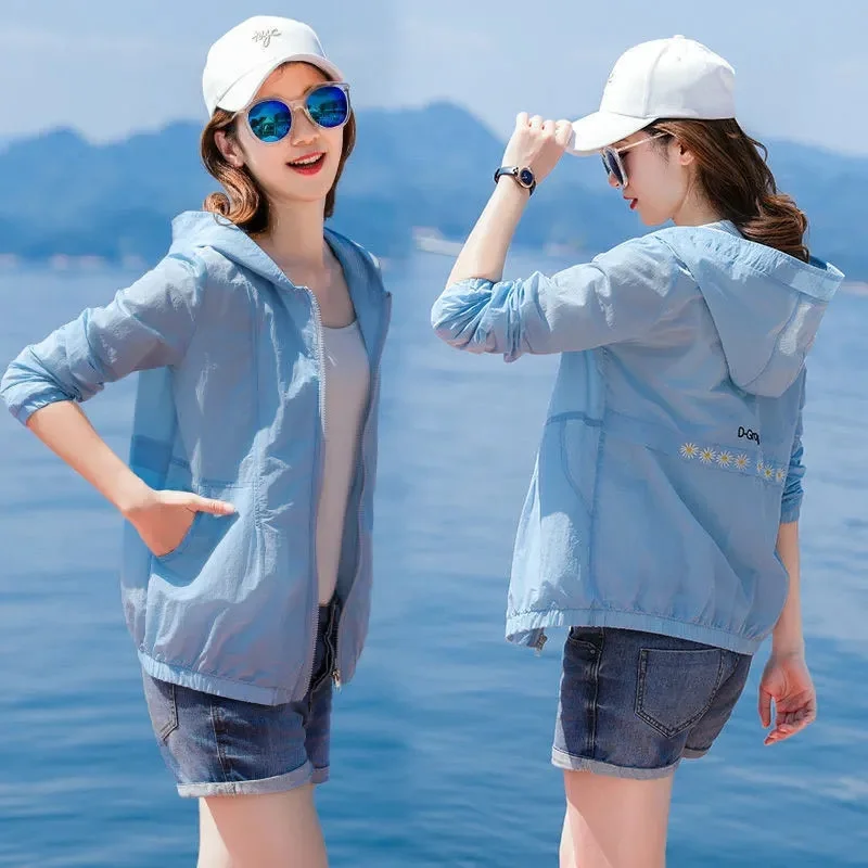 Little Daisy Sunscreen Clothing Women's Anti-Ultraviolet Long-Sleeved 2021 Summer New Breathable Hooded Coat Women's Sunscreen C