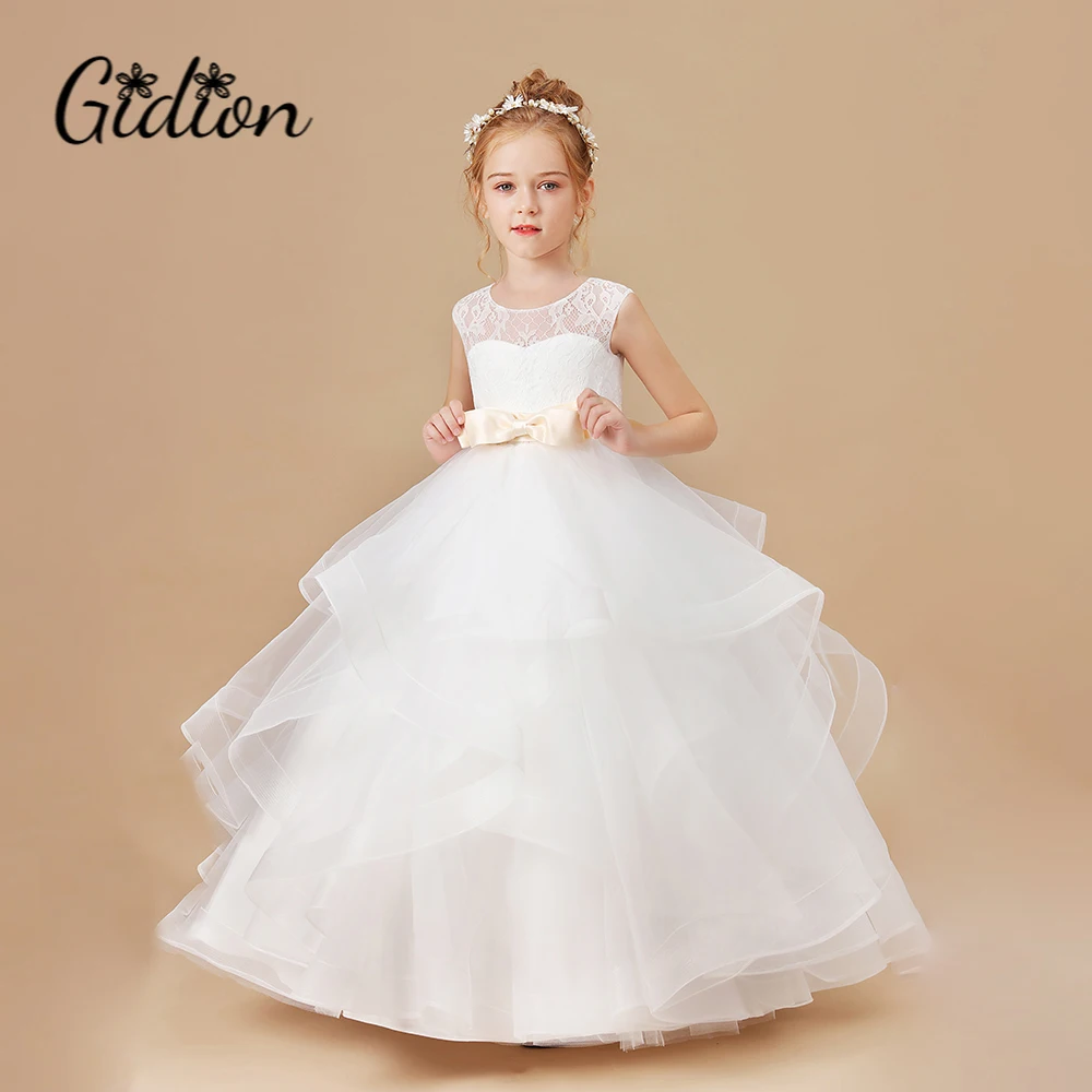 Elegant Princess Flower Girls Dress For Kids Ball-Gown Wedding Birthday Evening Party Pageant Event First Communion Dress Prom