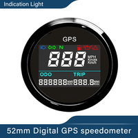 ELING 52mm Digital GPS Speedometer Odometer Tripmeter Adjustable Indicating Light with GPS Antenna for Boat Motorcycle Car