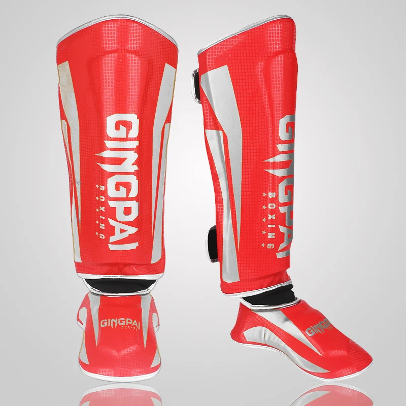 High Grade 4 Color Boxing Ticken Shinguards Instep Leg Pads Protective Ankle Guard Mma Foot Muay Thai Boxing Gloves Fighting Men