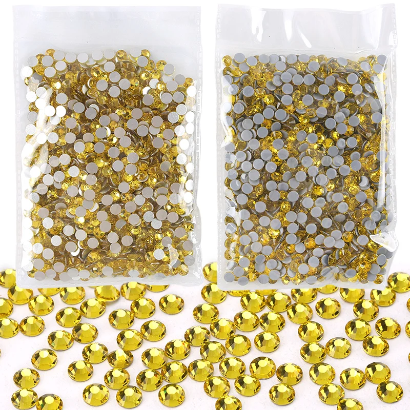 QIAO Citrine Rhinestones Non-Hotfix Crystal Glitter Gem Strass Stone DIY Flatback Rhinestones Glue on Skirt Decorations Craft