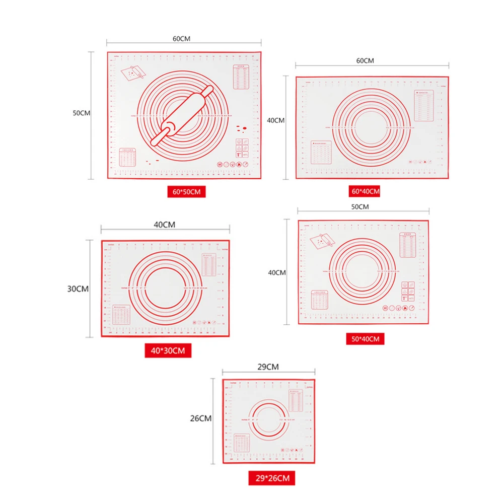 Silicone Baking Mats Sheet Pizza Dough Non-Stick Maker Holder Pastry Kitchen Gadgets Baking Tools Utensils Bakeware Accessories