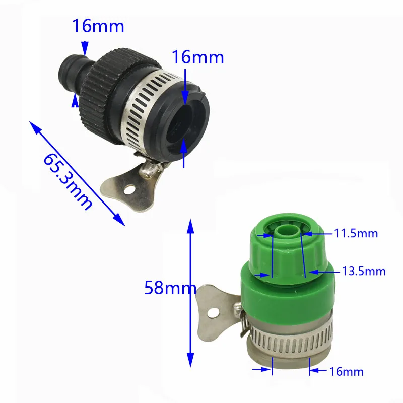 1/2 Hose To 16mm Round Tap Connectors Garden Tap Water Faucet Quick Connector 16mm Hose Fittings 1Pcs