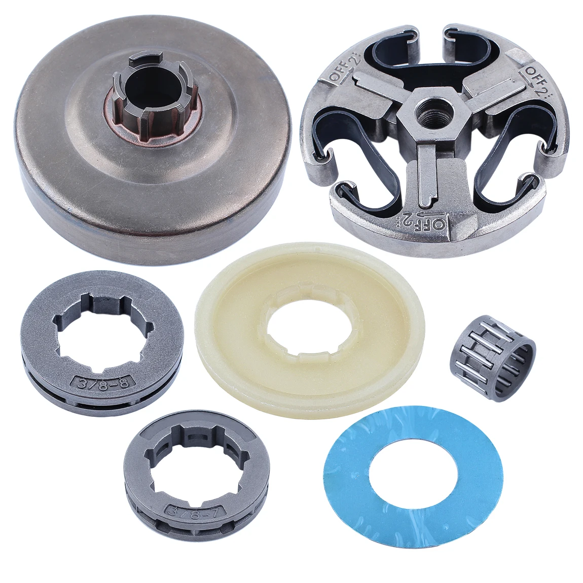 Imagem -02 - Embreagem Assy & Clutch Tambor Washer Cover Kit Chainsaw Jardim Ferramentas Fit para Husqvarna 268 272 61 66 162 266 7t e 8t Rim