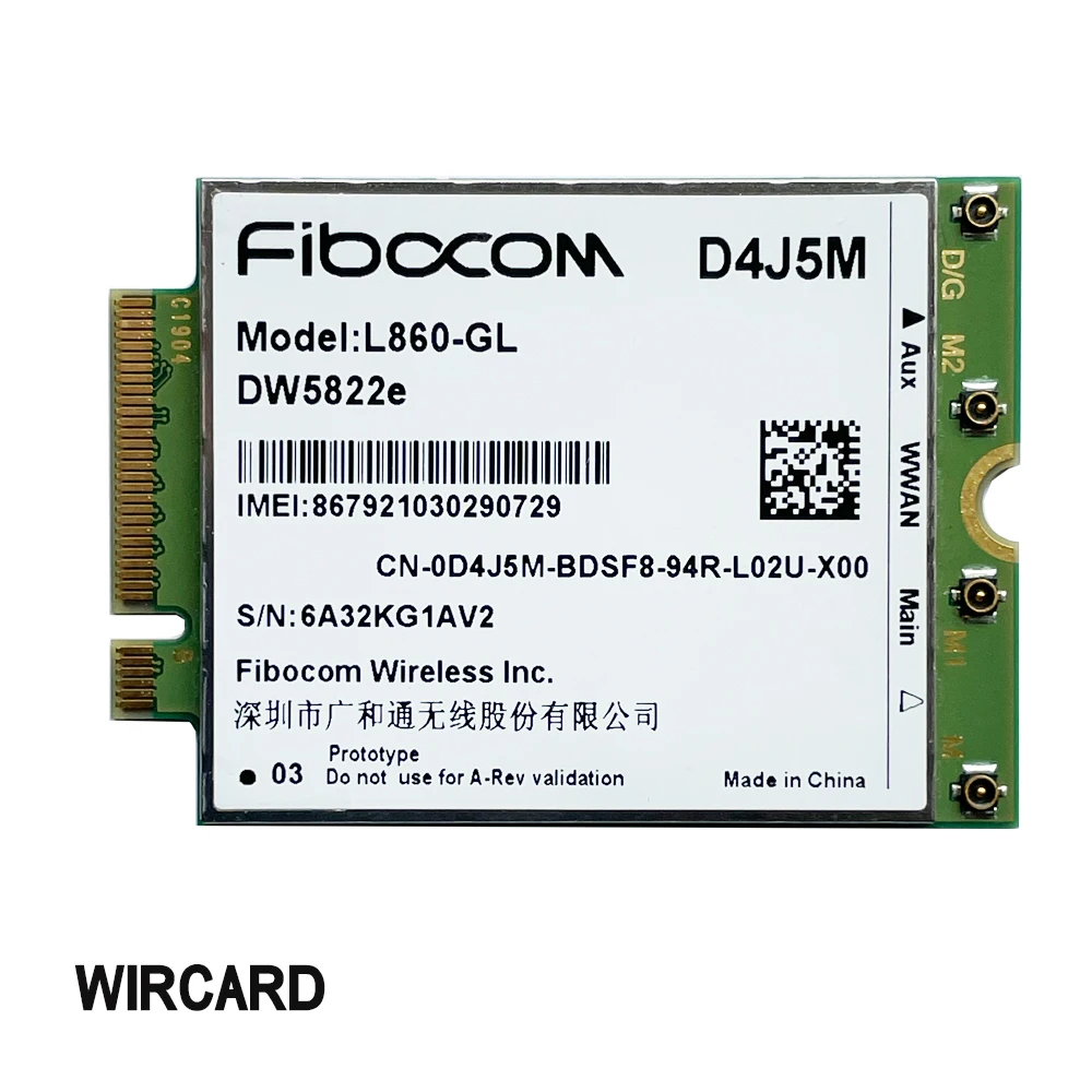 WIRCARD DW5822e L860-GL D4J5M 4G Module 1Gbps Cat16 4G Card M.2 For dell Inspiron 7490 Laptop