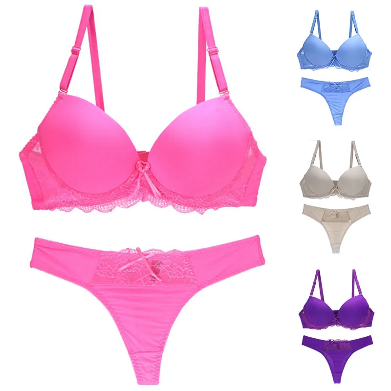 Nouvelle Seamless BCDE Cup Women Underwear Intimates Lace Thongs Lingerie Set Sexy Blue Pink Purple White Bra Panty