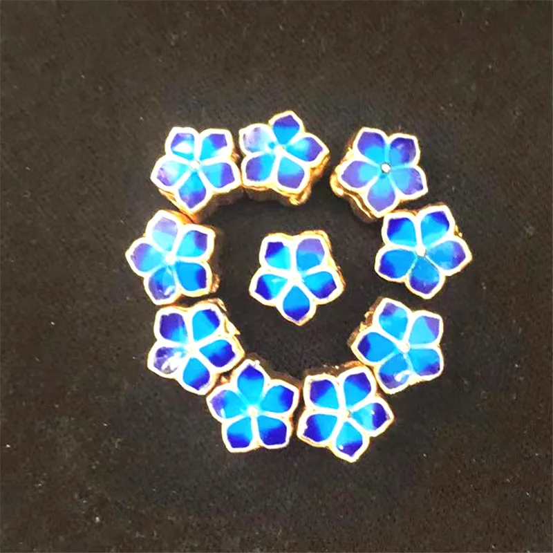 Style 10pcs wholesale 10mm flower shape cloisonne blue enamel spacers beads fit diy bracelets necklaces accessories findings B1