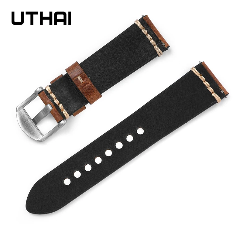 Watchband  20mm 22mm watch band leather strap Oil wax color changing cowhide vintage men\'s strap watch accessories Z75