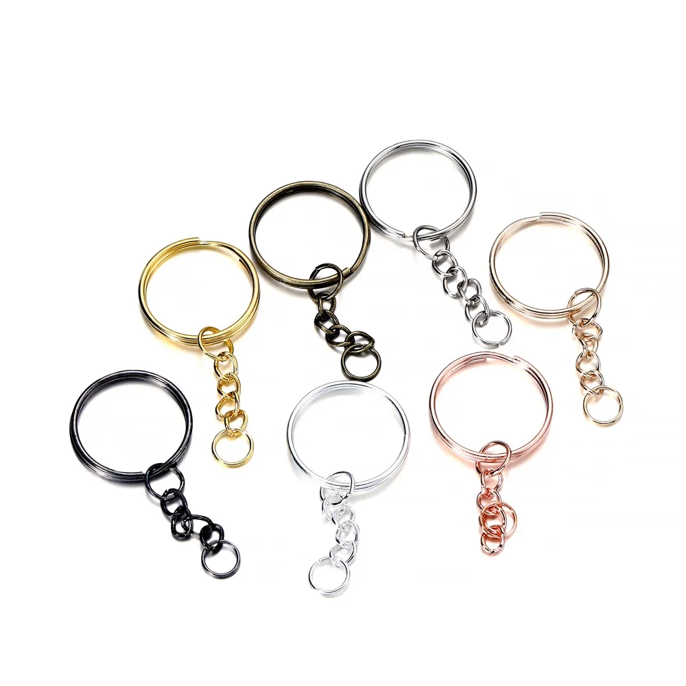 10Pcs/Lot Rhodium Round Split Keychain Keyrings Key Ring Key Chain with Jump Ring for DIY Jewelry Making Findings Accessories