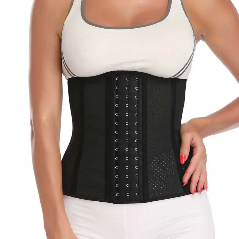 

Breathable Latex Waist Trainer Corset Underbust Bustier Small Air Holes Slimming Cincher Belt Steel Boned Corselet Gym Korsett