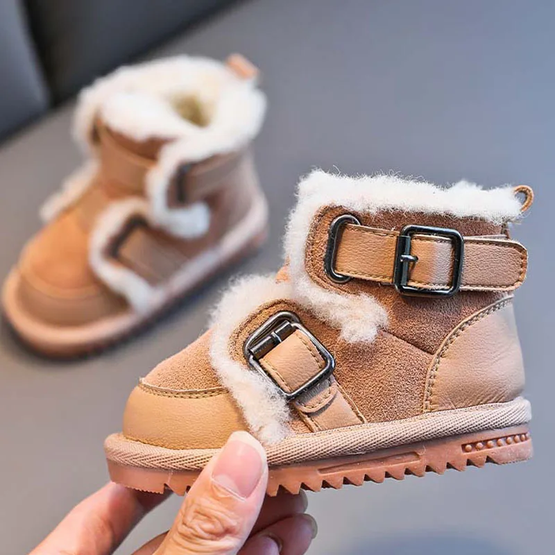 Winter Kids Genuine Leather Snow Boots Infant Baby Girl Shoes Warm Toddler Sneakers Fashion Boys Children Boots CSH1222