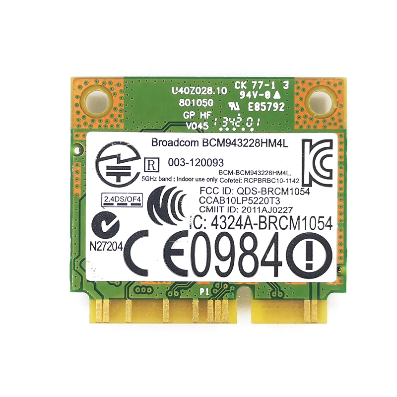 Broadcom BCM943228HM4L DW1540 BCM943228 Half Mini PCI Express Wireless Adapter Dual Band 802.11a/b/g/n Wlan WIFI Card