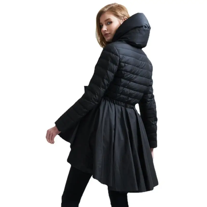 2022 New Women Winter South Korea Loose Asymmetric Length Jacket With Hood Cape Women Down Jacket Parka Coat  Capes Et Ponchos