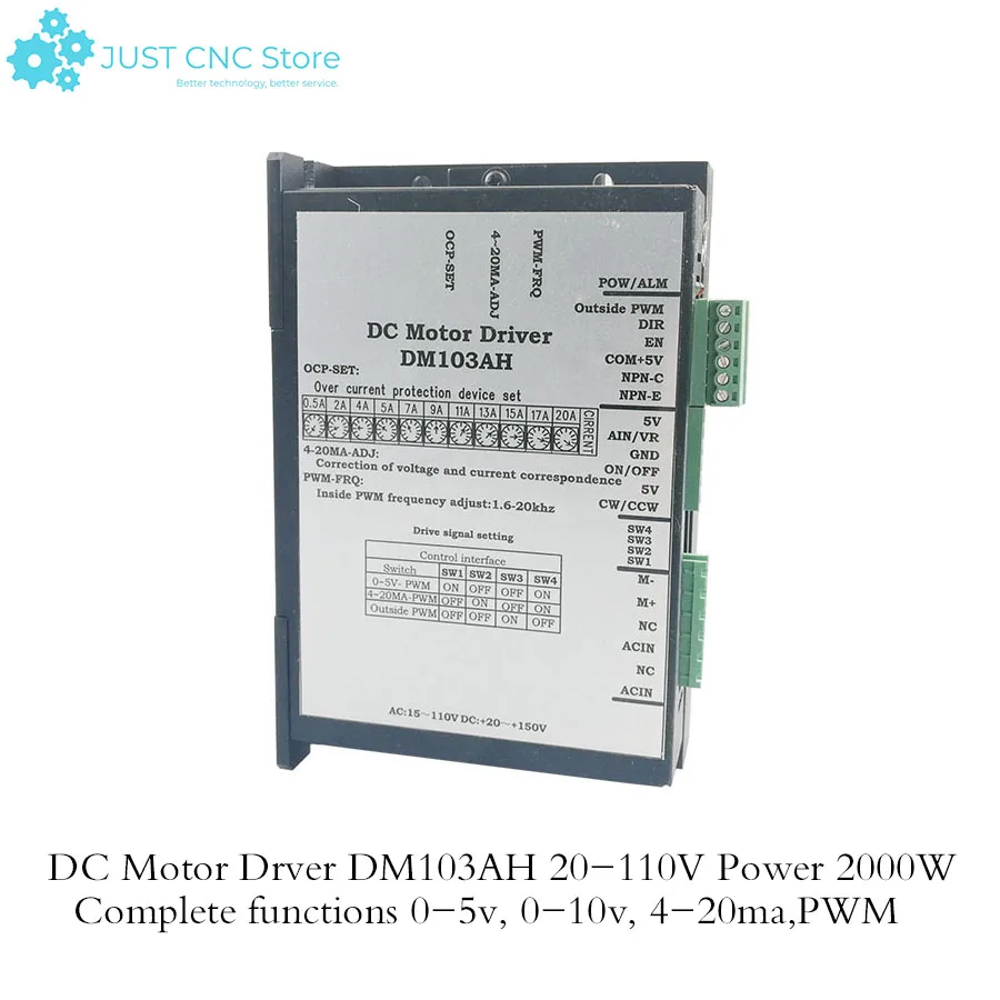 

Драйвер двигателя постоянного тока DM1103AH 20-110 В постоянного тока, регулятор щеточного двигателя 2000 Вт, используется для PLC управления гравировальной машиной MACH3