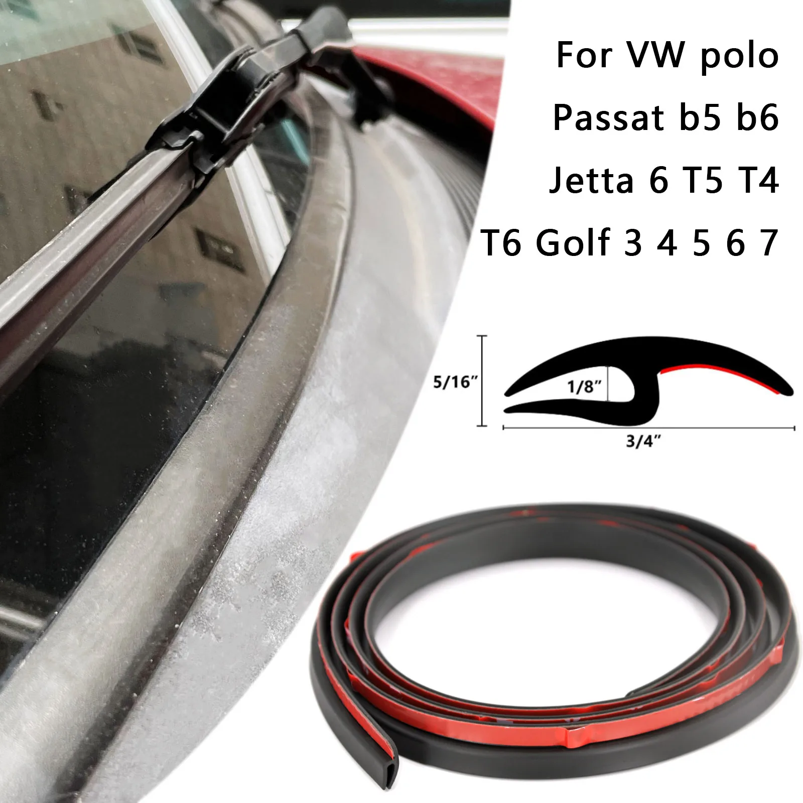 

1.7m Car Rubber Moulding Seal Strip Front Windshield Panel Trim for VW polo passat b5 b6 jetta 6 T5 T4 T6 Golf 3 4 5 6 7 bora